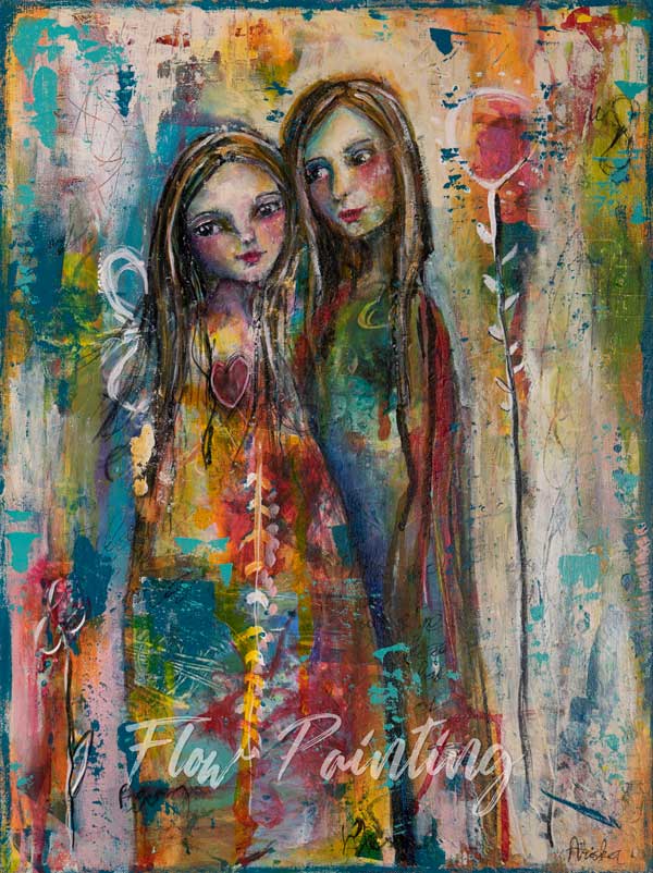 I Am There For You - Mixed media portret schilderij - Ariska Keldermann-Simons